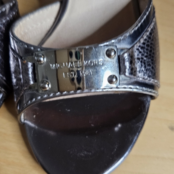 MICHAEL Michael Kors silver open toe mules with 3 inch heels EUC - Picture 2 of 9